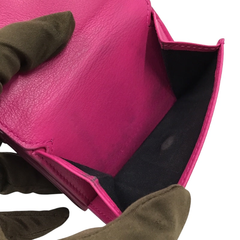 バレンシアガ BALENCIAGA ペーパーミニウォレット 391446 ホットピンク レザー レディース 三つ折り財布