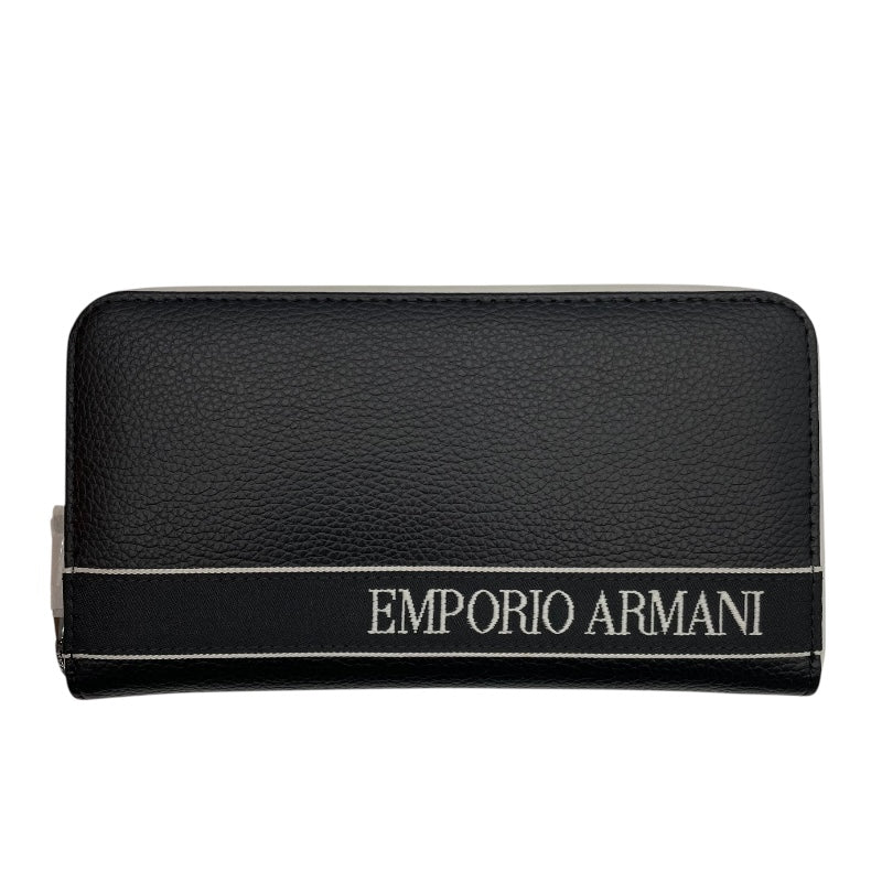 エンポリオ・アルマーニ EMPORIO ARMANI ラウンドファスナー長財布 YEME49 YTX0J ブラック/ホワイト レザー メンズ 長財布
