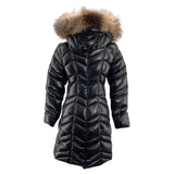 モンクレール MONCLER FULMAR ファーダウンコート 49344 ブラック ナイロン レディース ダウンジャケット
