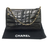シャネル CHANEL チョコバーワンショルダー 7番台 ブラック×ゴールド金具 カーフ レディース ショルダーバッグ