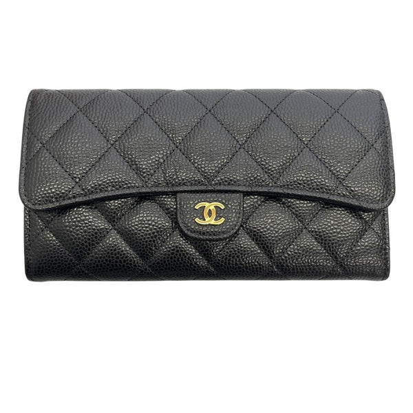 シャネル CHANEL マトラッセクラシックフラップウォレット A0241 ブラック キャビアスキン レディース 二つ折り財布