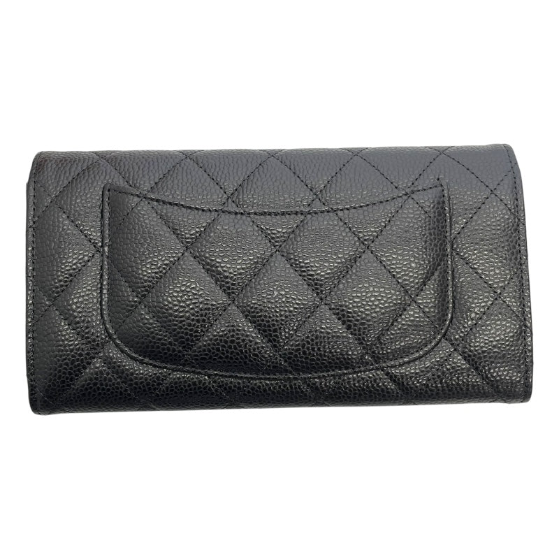 シャネル CHANEL マトラッセクラシックフラップウォレット A0241 ブラック キャビアスキン レディース 二つ折り財布