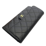 シャネル CHANEL マトラッセクラシックフラップウォレット A0241 ブラック キャビアスキン レディース 二つ折り財布
