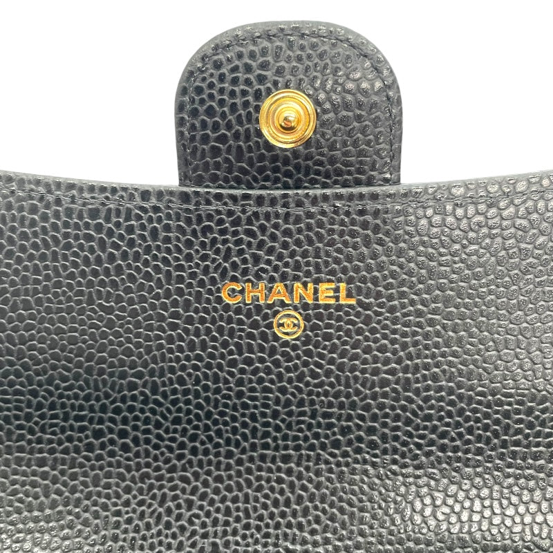 シャネル CHANEL マトラッセクラシックフラップウォレット A0241 ブラック キャビアスキン レディース 二つ折り財布