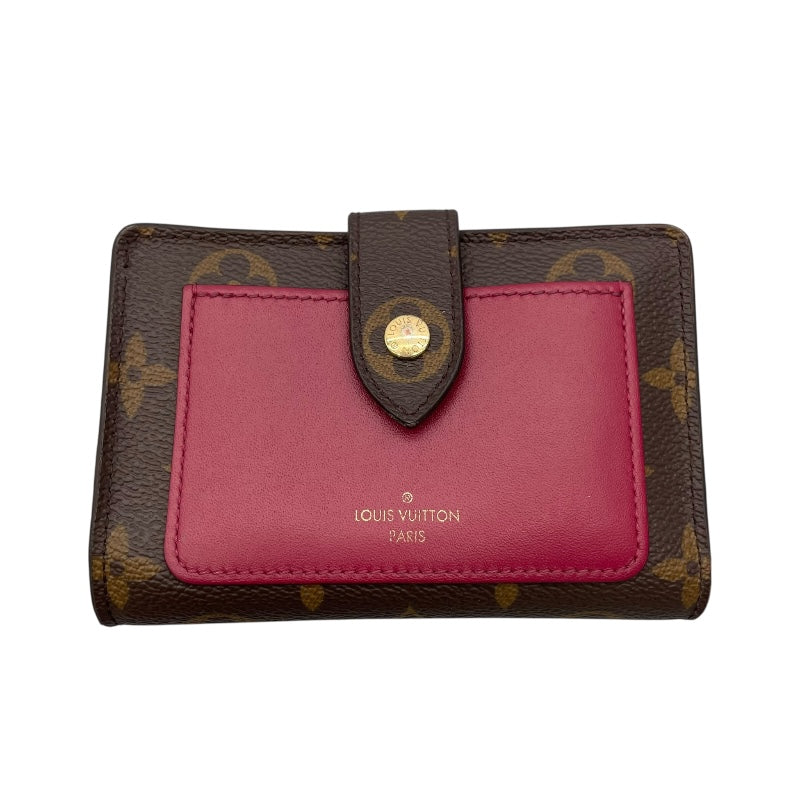 ルイ・ヴィトン LOUIS VUITTON ポルトフォイユ・ルー M67662 ブラウン・フューシャ モノグラムキャンバス レディース 二つ折り財布
