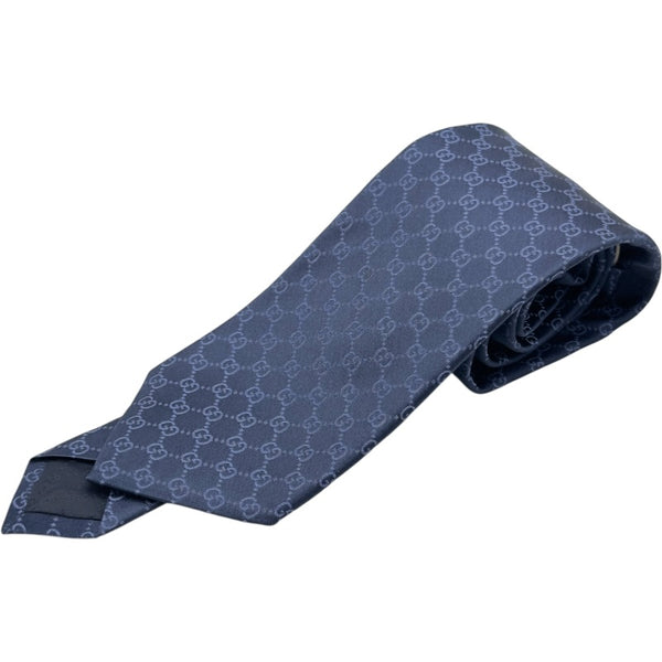 グッチ GUCCI GG総柄シルクネクタイ 456520 ネイビー シルク メンズ
