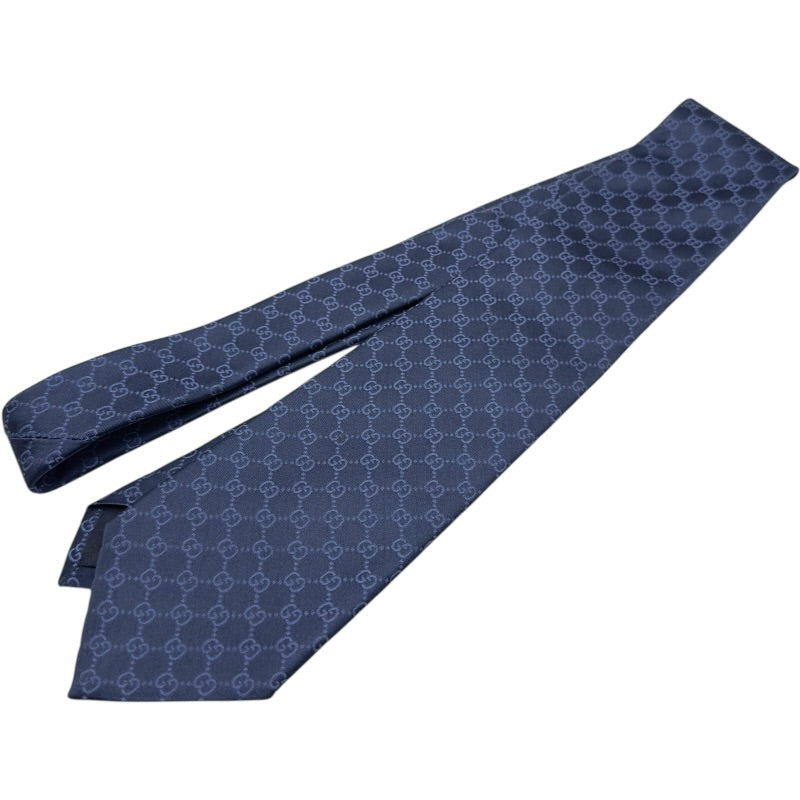 グッチ GUCCI GG総柄シルクネクタイ 456520 ネイビー シルク メンズ