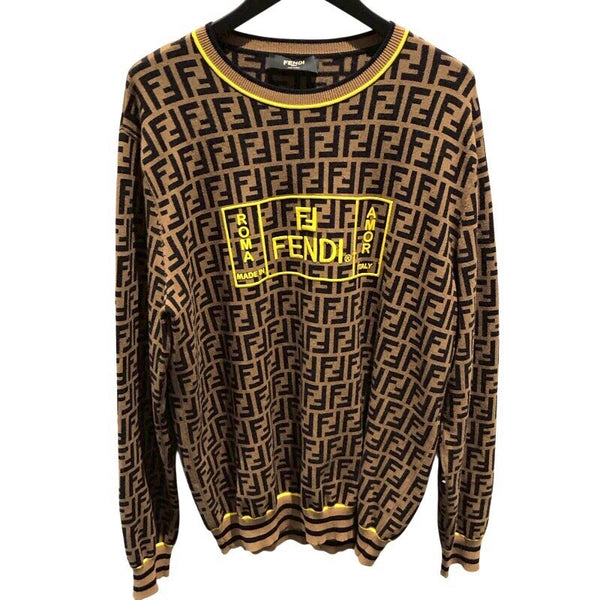 フェンディ FENDI FF総柄ニットセーター FZZ481 レーヨン メンズ ニット