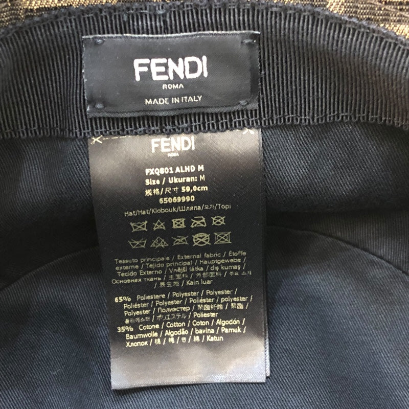 フェンディ FENDI FF総柄バケットハット　サイズM FXQ801 ブラウン コットン ユニセックス その他ファッション雑貨
