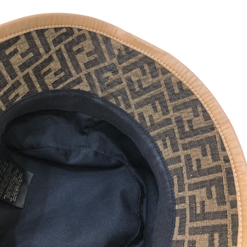 フェンディ FENDI FF総柄バケットハット　サイズM FXQ801 ブラウン コットン ユニセックス その他ファッション雑貨