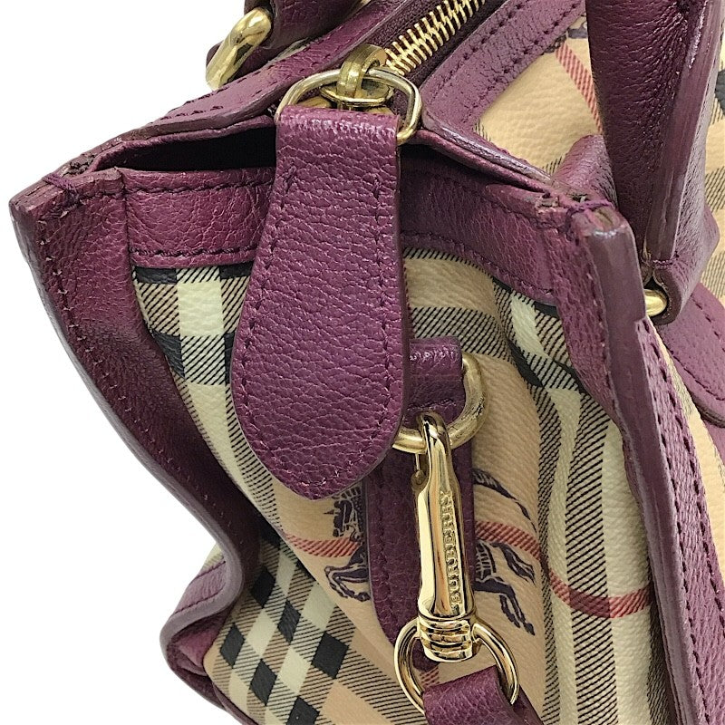バーバリー BURBERRY バーバリー チェック柄 2WAYハンドバッグ GD PVC レザー レディース ショルダーバッグ