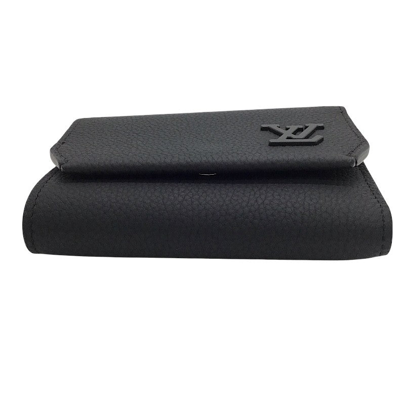 ルイ・ヴィトン LOUIS VUITTON ポルトフォイユ・パイロット アエログラム M81740 ブラック レザー メンズ 三つ折り財布