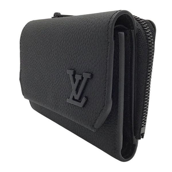 ルイ・ヴィトン LOUIS VUITTON ポルトフォイユ・パイロット アエログラム M81740 ブラック レザー メンズ 三つ折り財布