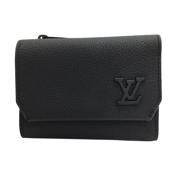ルイ・ヴィトン LOUIS VUITTON ポルトフォイユ・パイロット アエログラム M81740 ブラック レザー メンズ 三つ折り財布