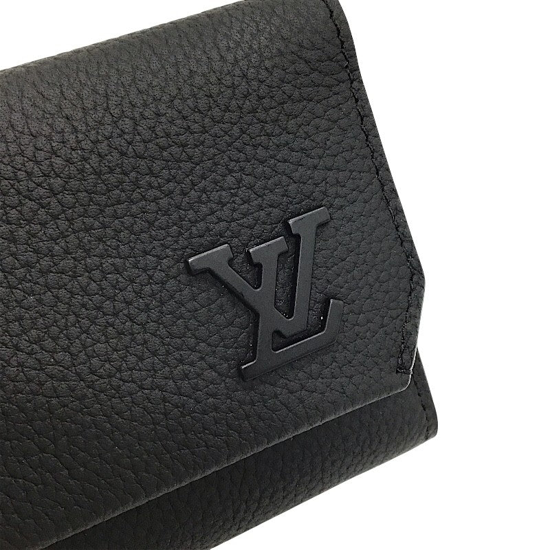 ルイ・ヴィトン LOUIS VUITTON ポルトフォイユ・パイロット アエログラム M81740 ブラック レザー メンズ 三つ折り財布