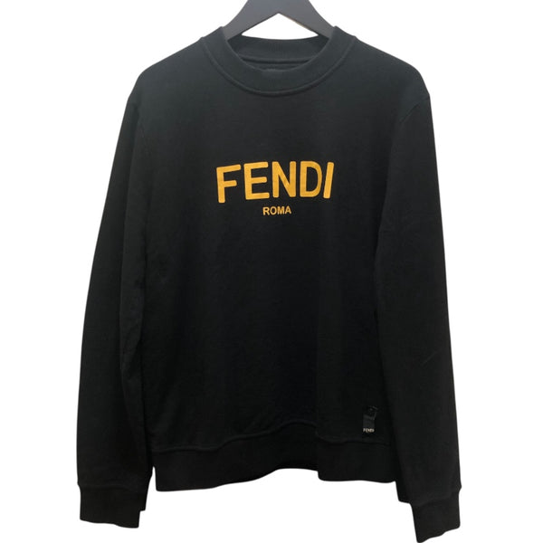 フェンディ FENDI フロックロゴ 長袖スウェットシャツ FY0178 ブラック コットン メンズ スウェット