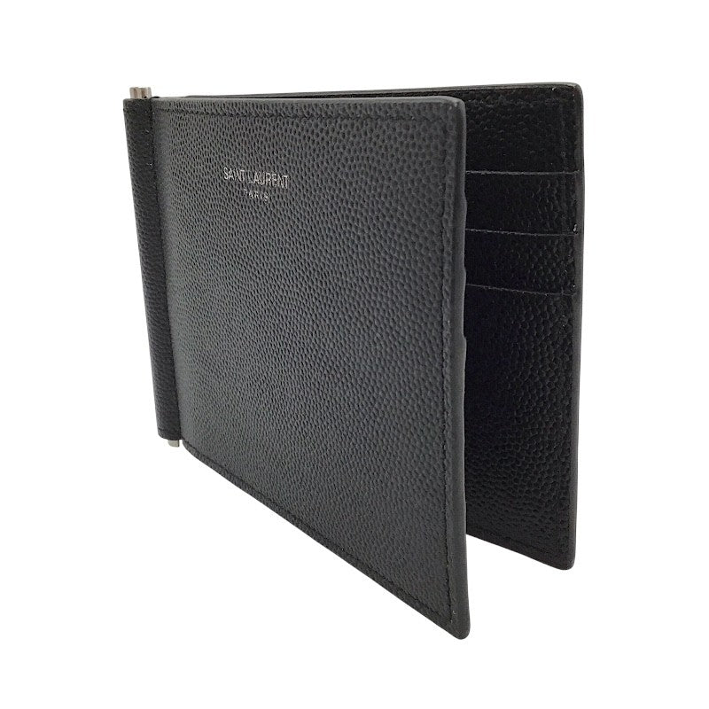 SAINT LAURENT 黒 レザー マネークリップ サンローラン SAINT LAURENT マネークリップ ブラック×SV金具