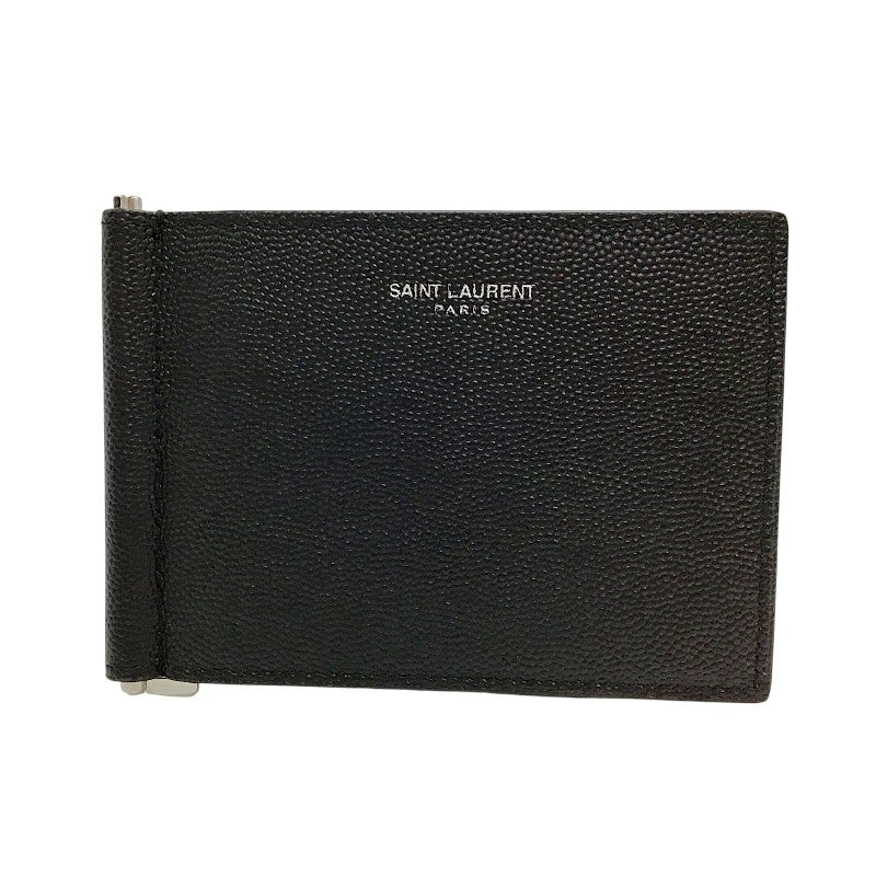 サンローラン SAINT LAURENT マネークリップ ブラック×SV金具 レザー メンズ マネークリップ