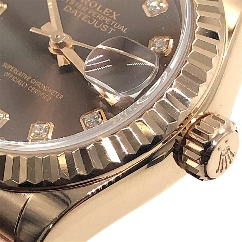 ロレックス ROLEX デイトジャスト28 279175G チョコ×PG K18PG 自動巻き レディース 腕時計