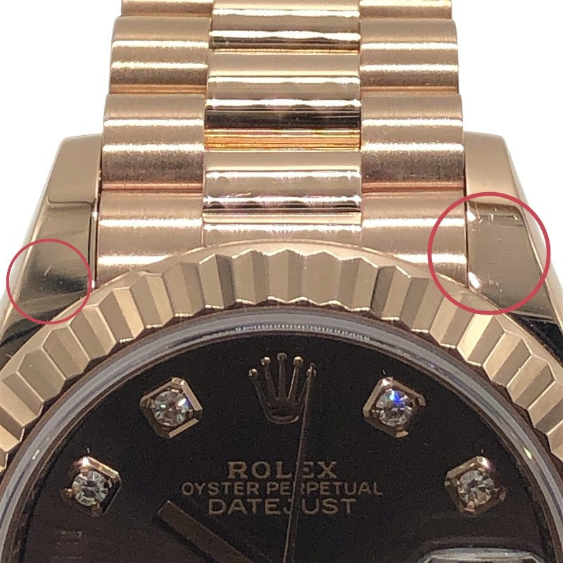 ロレックス ROLEX デイトジャスト28 279175G チョコ×PG K18PG 自動巻き レディース 腕時計