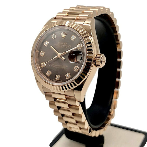 ロレックス ROLEX デイトジャスト28 279175G チョコ×PG K18PG 自動巻き レディース 腕時計