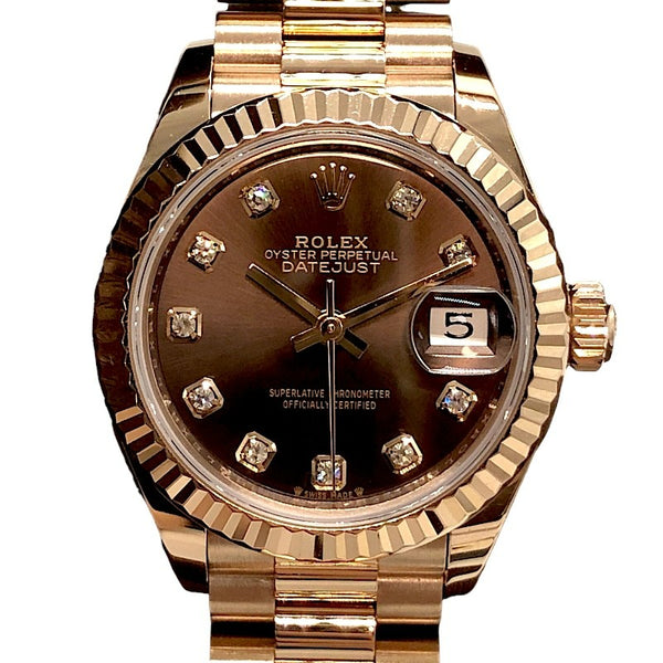 ロレックス ROLEX デイトジャスト28 279175G チョコ×PG K18PG 自動巻き レディース 腕時計