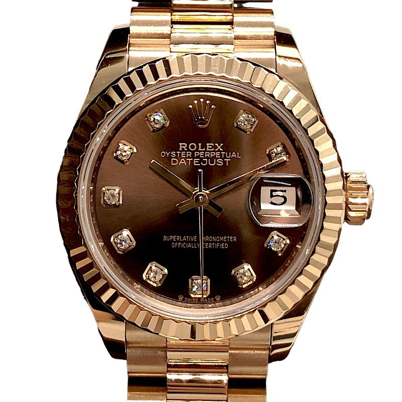 ロレックス ROLEX デイトジャスト28 279175G チョコ×PG K18PG 自動巻き レディース 腕時計