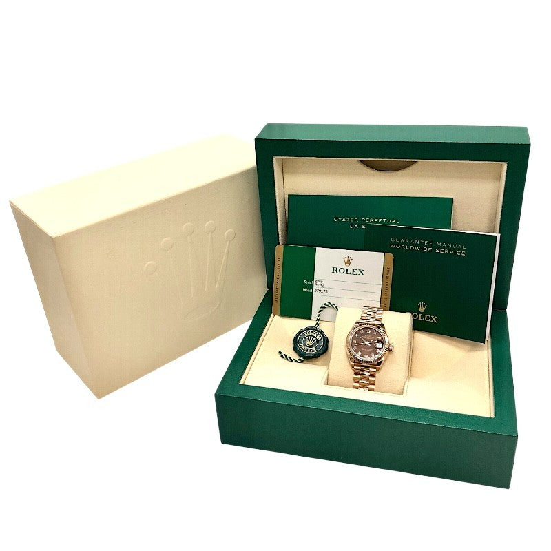 ロレックス ROLEX デイトジャスト28 279175G チョコ×PG K18PG 自動巻き レディース 腕時計