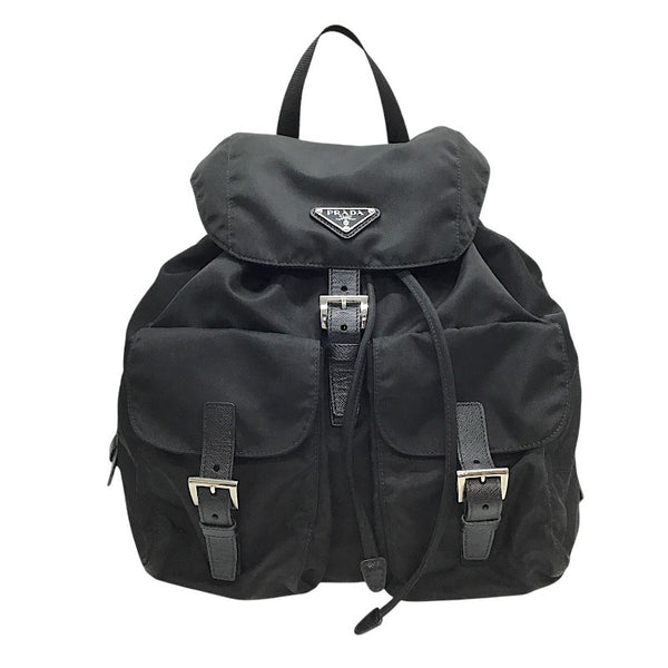プラダ PRADA ナイロンバックバッグ ブラック×SV金具 ナイロン・レザー ユニセックス リュック・デイパック