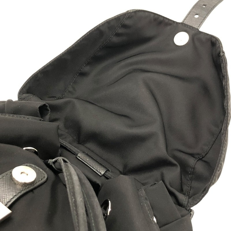プラダ PRADA ナイロンバックバッグ ブラック×SV金具 ナイロン・レザー ユニセックス リュック・デイパック