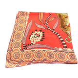 エルメス HERMES カレ65 コーラルレッド系 シルク レディース スカーフ