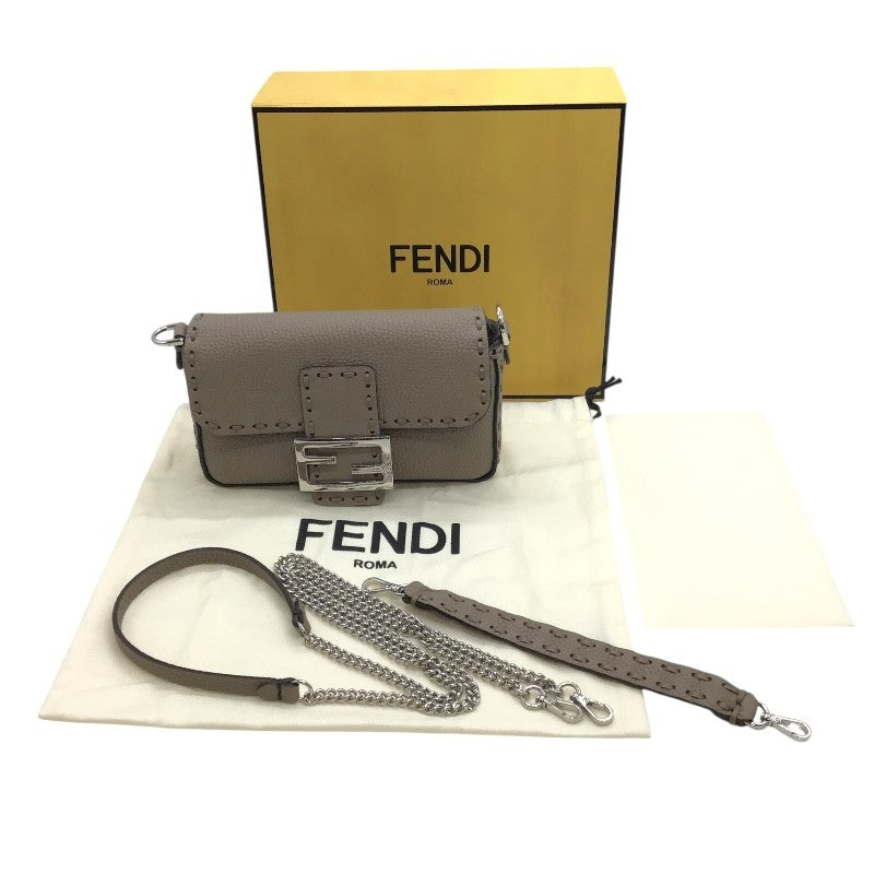 フェンディ FENDI セレリア　バケットミニ 8BS017 グレー×SV金具 レザー レザー レディース ショルダーバッグ