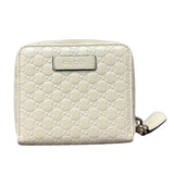 グッチ GUCCI マイクログッチシマ ラウンド財布 449395 アイボリー レザー レディース 二つ折り財布
