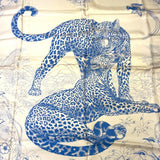 エルメス HERMES カレ90　JUNGLE LOVE ホワイト ライトブルー シルク レディース スカーフ