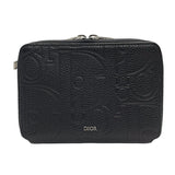 クリスチャン・ディオール Christian Dior ストラップ付 ジップポーチ グラビティ 2ESBC119LLG ブラック シルバー金具 レザー レディース ショルダーバッグ