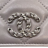 シャネル CHANEL CHANEL19 チェーンコインパース AP1787 グレー シルバー/ゴールド金具 ラムスキン レディース コインケース