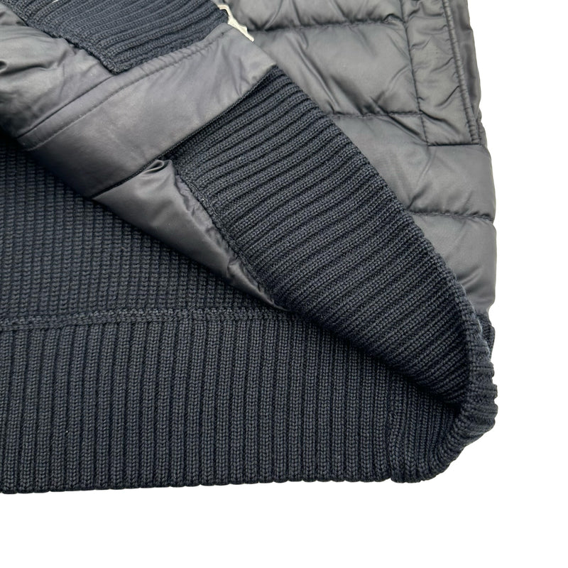 モンクレール MONCLER ダウン切替ニットパーカー ネイビー ナイロン