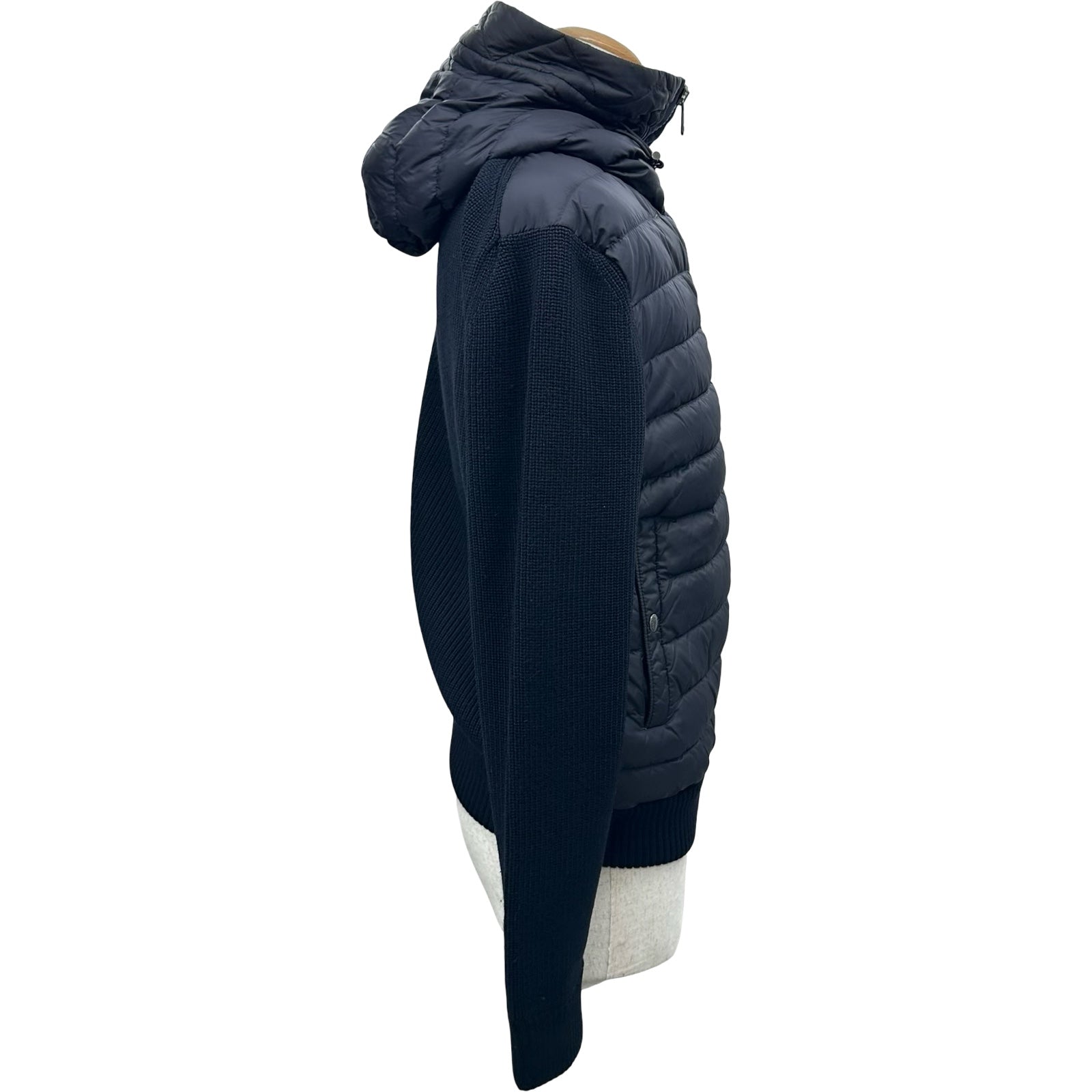 MONCLER ダウン切替 ニットパーカー ブラック モンクレール MONCLER ダウン切替ニットパーカー ネイビー ナイロン