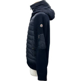 モンクレール MONCLER ダウン切替ニットパーカー ネイビー ナイロン メンズ パーカー