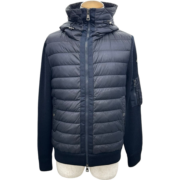 モンクレール MONCLER ダウン切替ニットパーカー ネイビー ナイロン