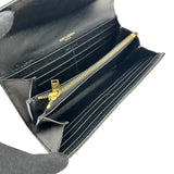 サンローラン SAINT LAURENT カサンドラ ラージ フラップウォレット 372264BOW01 ブラック ゴールド金具 レザー レディース 長財布