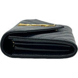 サンローラン SAINT LAURENT カサンドラ ラージ フラップウォレット 372264BOW01 ブラック ゴールド金具 レザー レディース 長財布