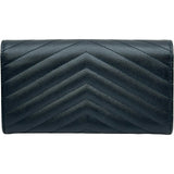 サンローラン SAINT LAURENT カサンドラ ラージ フラップウォレット 372264BOW01 ブラック ゴールド金具 レザー レディース 長財布