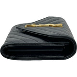 サンローラン SAINT LAURENT カサンドラ ラージ フラップウォレット 372264BOW01 ブラック ゴールド金具 レザー レディース 長財布