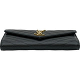 サンローラン SAINT LAURENT カサンドラ ラージ フラップウォレット 372264BOW01 ブラック ゴールド金具 レザー レディース 長財布