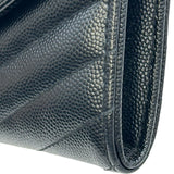 サンローラン SAINT LAURENT カサンドラ ラージ フラップウォレット 372264BOW01 ブラック ゴールド金具 レザー レディース 長財布