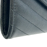 サンローラン SAINT LAURENT カサンドラ ラージ フラップウォレット 372264BOW01 ブラック ゴールド金具 レザー レディース 長財布