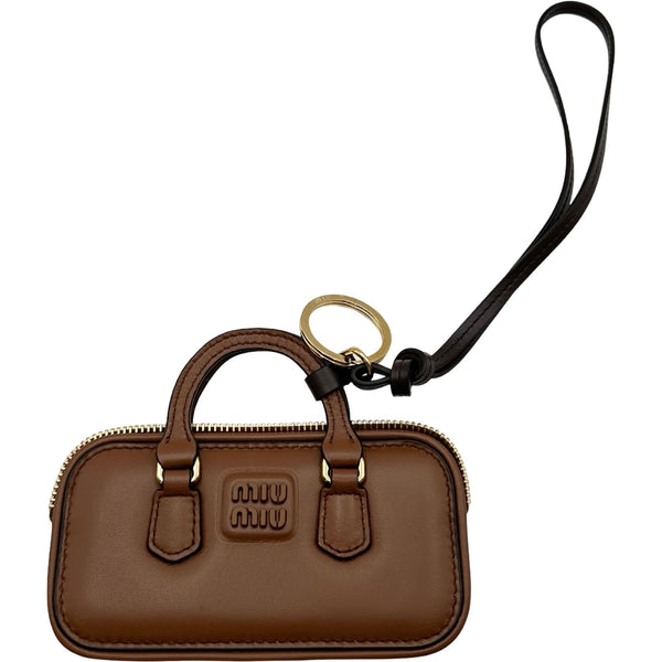 ミュウミュウ miu miu ミラー付キーリング 5TL356 ブラウン ゴールド