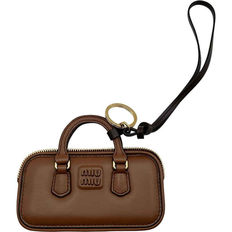 ミュウミュウ miu miu ミラー付キーリング 5TL356 ブラウン ゴールド