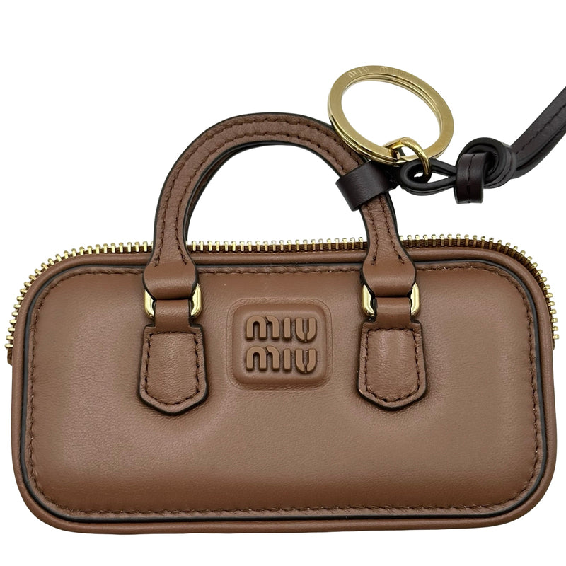 ミュウミュウ miu miu ミラー付キーリング 5TL356 ブラウン ゴールド